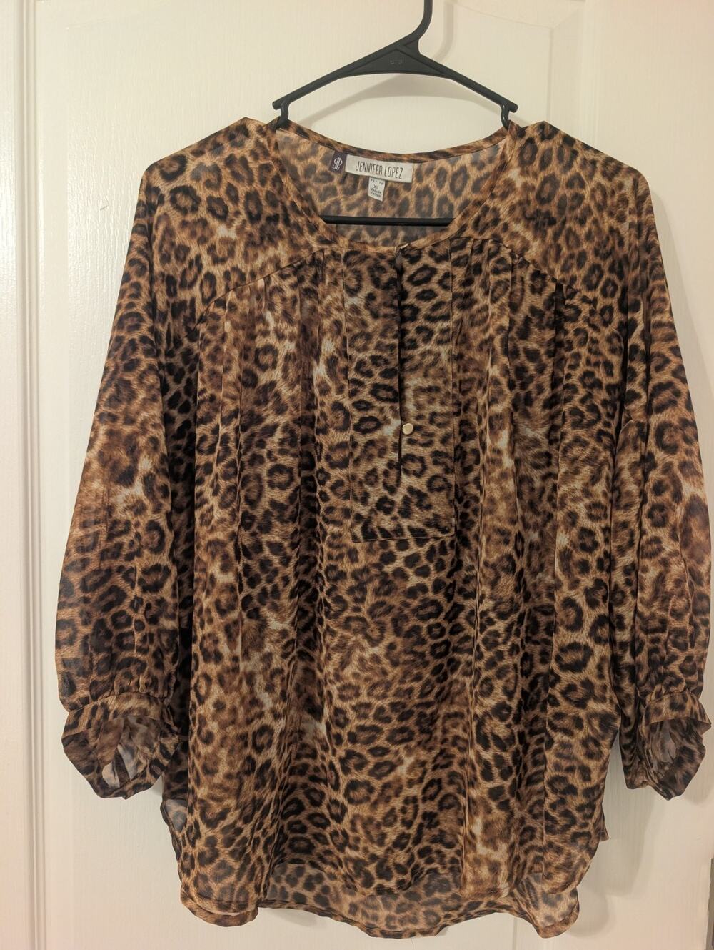 Jennifer Lopez Women’s XLSheer Leopard Animal Print Blouse